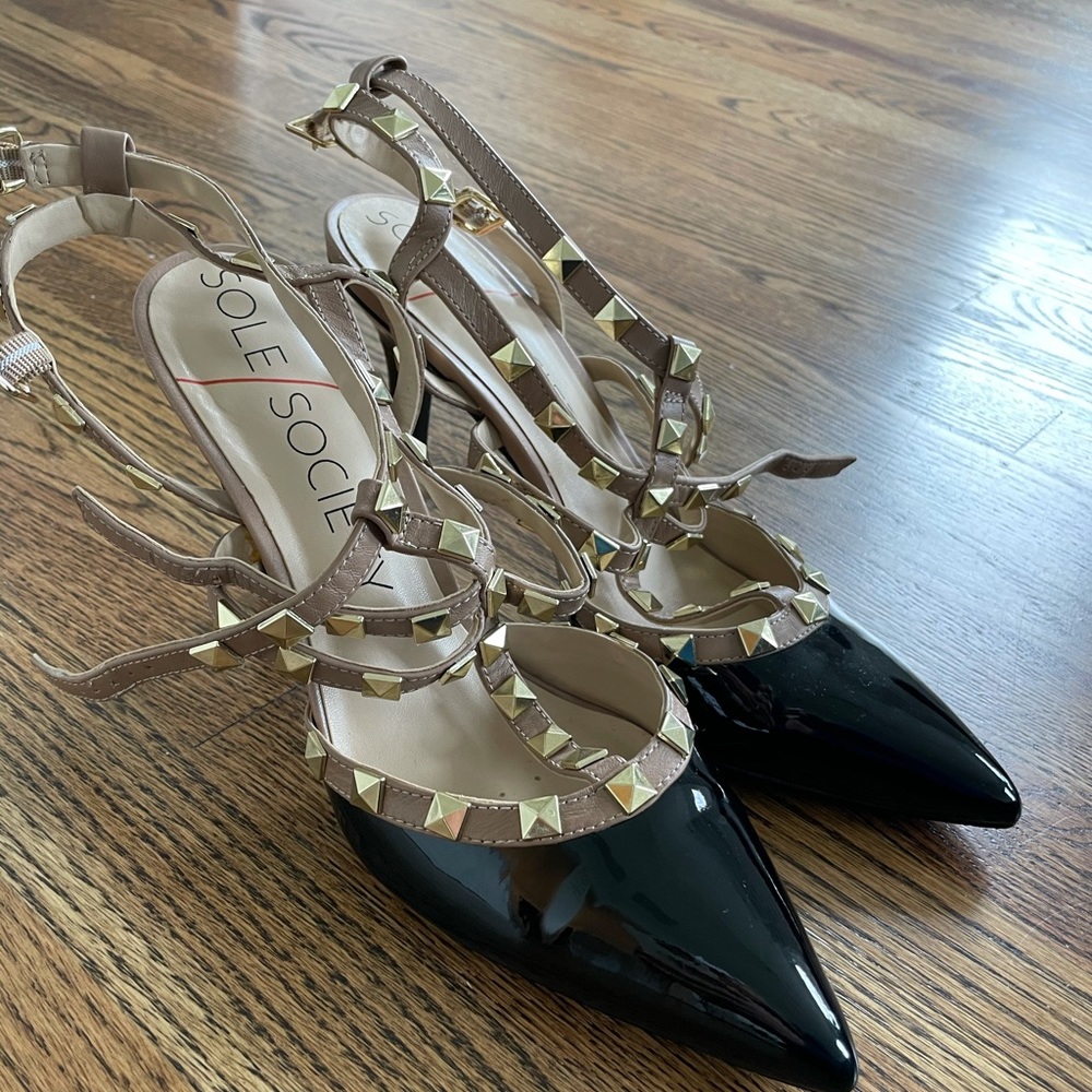 Sole Society Tiia Studded T-Strap Pumps
